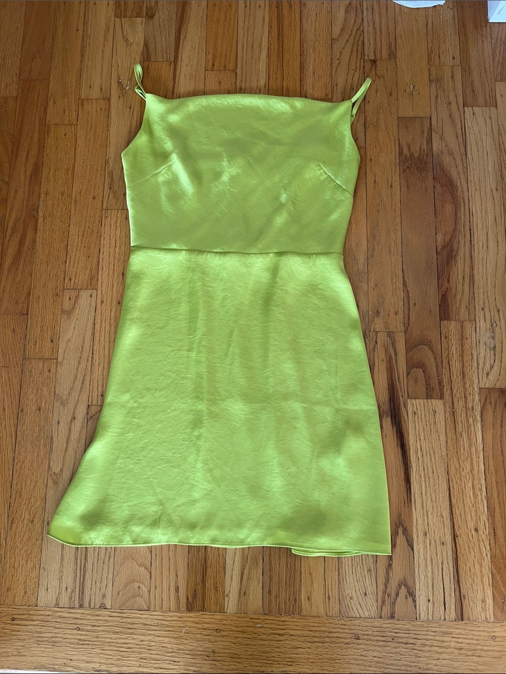 LIKE NEW! Aritzia Sunday Best Spencer satin mini dress small lime green yellow